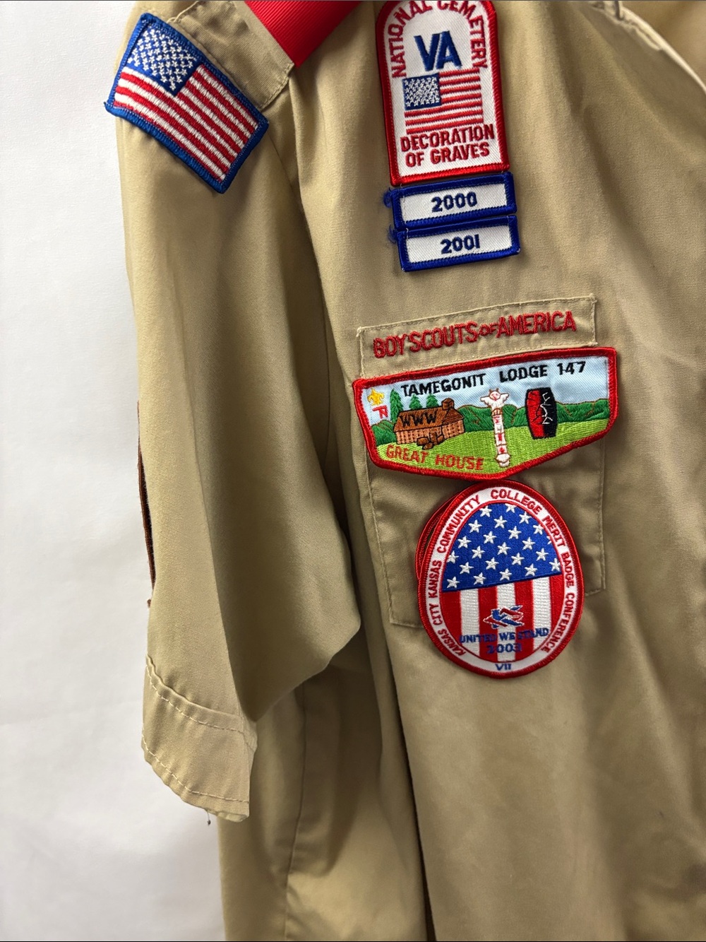 Boy Scouts of America Uniform Blouse Women's XL (42-44) Beige Patches Den Leader - Picture 3 of 7